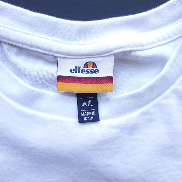 Ellesse T Shirt Size XL Surf or Die Graphic Print White Skeleton Shark Cotton - Picture 5 of 11